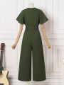 2024 ZANZEA Fashion Women Wide Leg Jumpsuits Summer V Neck Short Sleeve Rompers Elegant OL Casual Playsuits Solid Work Overalls.