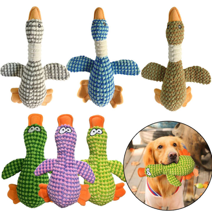 Funny Duck Cute Dog Plush Toys Pet Squeak Toy for Puppy Sound Wild Goose Teeth Cleaning Chew Toy for Small Middle Large Dogs