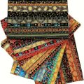 5 pcs African printed cotton fabrics with ethnic patterns,quilted fabric, sewn in a quarter bundle, suitable for DIY.