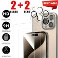 [4in1] 2Pcs HD Tempered Glass Film+2Pcs Camera Lens Protectors for IPhone 13/14/15 Promax 16E 16Plus 13mini 12Pro 11Pro 9 Xs Max. 