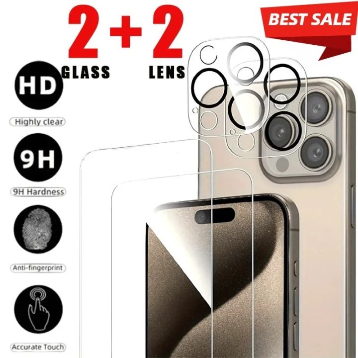 %5B4in1%5D%202Pcs%20HD%20Tempered%20Glass%20Film+2Pcs%20Camera%20Lens%20Protectors%20for%20IPhone%2013/14/15%20Promax%2016E%2016Plus%2013mini%2012Pro%2011Pro%209%20Xs%20Max%20-%20Image%202