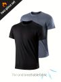 2pcs Quick-drying Compression T-shirt for Men - Lightweight and Breathable Sports Shirt for Outdoor Gym, Running, and Fitness. 