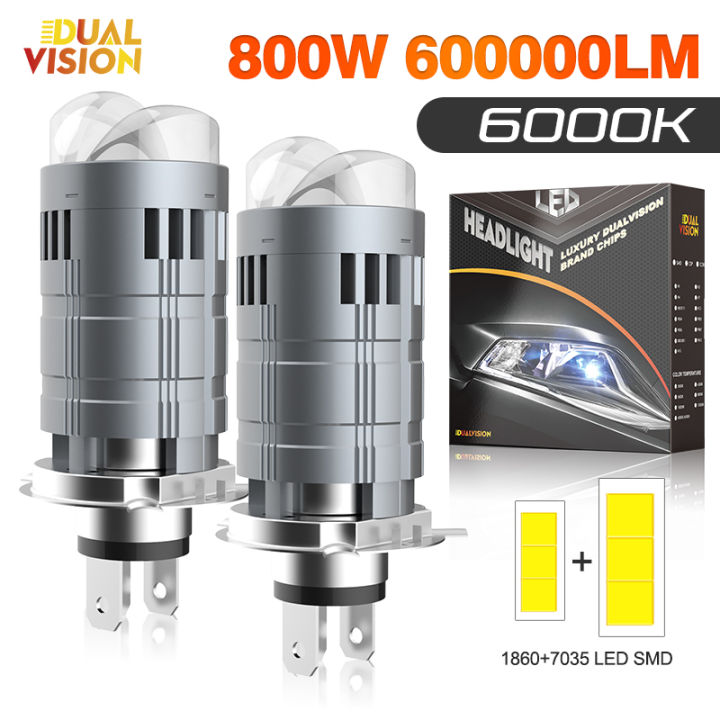 H4 Bi Mini LED Projector Lens LHD 800W 600000LM Mini Bulb Auto ...