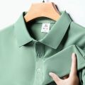 Men's Fashion Solid Short Sleeved Polo Shirt Summer Breathable Comfortable Top. 