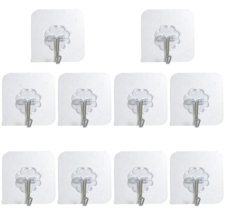 10%20%20pcs%20transparent%20stainless%20steel%20strong%20self%20Adhesive%20Hooks%20Hangar%20-%20Image%202