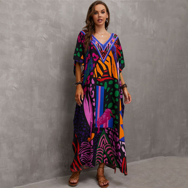 Vacation%20Outfit%20Plus%20Swimsuit%20Kaftan%20Dresses%20for%20Women%20Plus%20Size%20Bathing%20Suit%20Cover%20Up%20Caftan%20Maxi%20Beach%20Dresses%20-%20Image%205