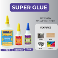 General Purpose Thin Medium Thick Liquid Super Glue Premium CA Adhesive Quick-Bonding for PVC Wood Metal Plastic and More. 