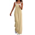 Women'S Casual Loose Jumpsuit Linen Breathable And Comfortable Simple Shoulder Strap Jumpsuit Summer Fashion Streetwear. 