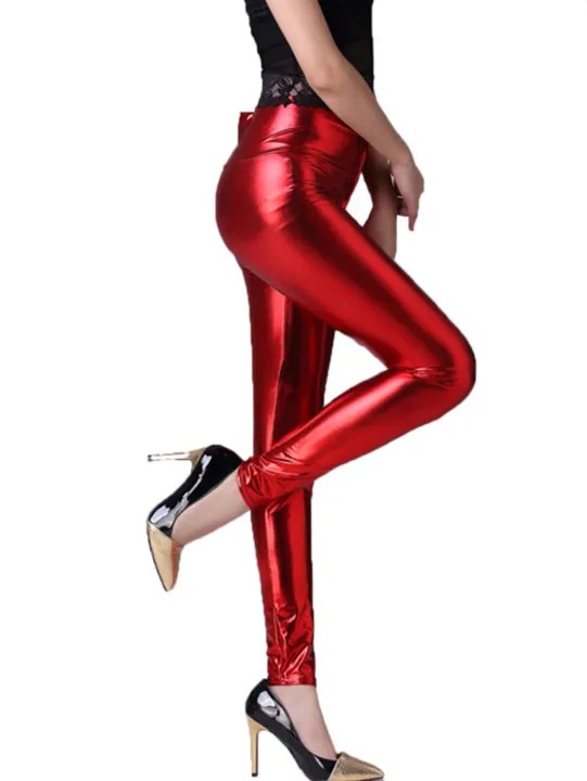 New%20PU%20Imitation%20Leather%20High-waisted%20Zipper%20Leggings%20Female%20Imitation%20Leather%20Wearing%20Red%20Small%20Feet%20Slim%20Nine-point%20Pants%20-%20Image%204