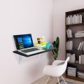 Wall Mounted Folding Laptop Table Floating for Bedroom Kitchen Space Saving, Foldable Wooden Modern Computer Desk Workstation Small Desk Foldable with Metal Support. 