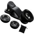 3 In 1 Fisheye Wide Angle Micro Camera Lens for iPhone Redmi 3in1 Zoom Fish Eye Len on Smartphone Lenses With Phone Clip.