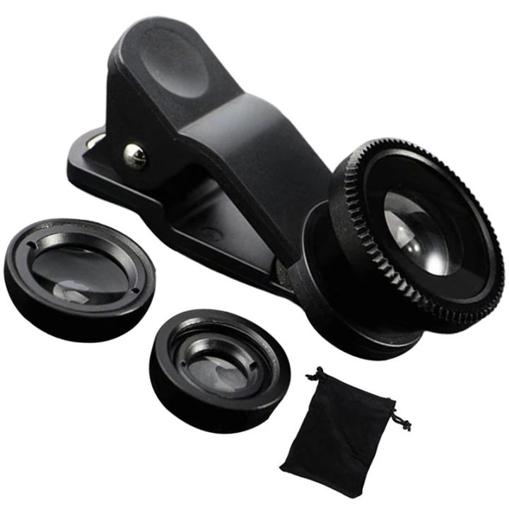3 In 1 Fisheye Wide Angle Micro Camera Lens for iPhone Redmi 3in1 Zoom Fish Eye Len on Smartphone Lenses With Phone Clip
