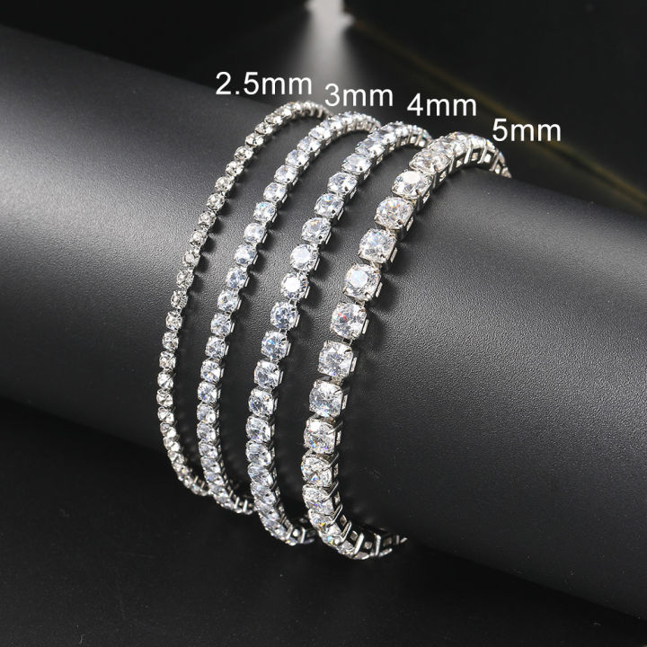 Silver Color 2.5/3/4/5mm Zircon Tennis Bracelet For Women Men Dazzling Crystal Hand Chain Wedding Punk Fashion Jewelry