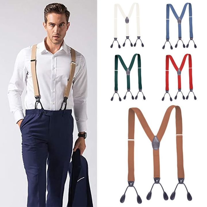 Men%20Women%20Adult%20Vintage%20Suspenders%20Leather%20Trimmed%20Button%20End%20Y%20Back%20Adjustable%20Elastic%20Trouser%20Braces%20Straps%20Belt%20-%20Image%206
