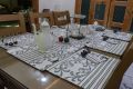 Ivory Scroll Work Dining Table set Table Runner Table Mats Tissue box cover and cutlery Holder Dining Table set for 8. 