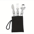 3PCS/1Set Portable Outdoor Camping Travel Picnic Foldable Stainless Steel Cutlery Set Spoon Fork Knife Tableware Outdoor Travel.
