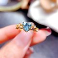 Natural Blue Topaz Ring S925 Sterling Silver Heart-shaped Blue Gemstone Women's Jewelry Free Delivery. 