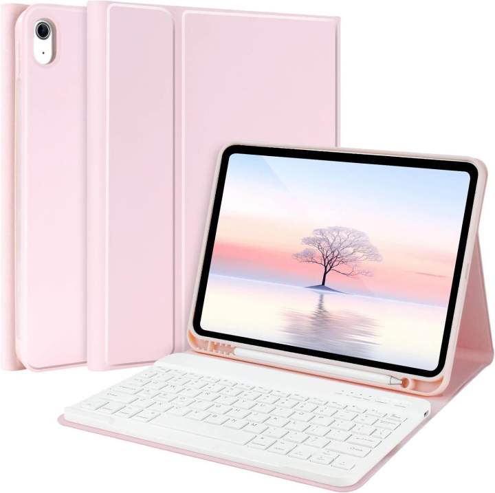 iPad Mini 6 Keyboard Case with Mouse,iPad Mini 2021 Detachable Wireless Bluetooth Keyboard Pencil Holder Slim Leather Smart Cover (iPad Mini 6(8.3 inch), (pink)