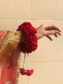 Artificial Flower Hand Gajra In Velvet Fabric With Elegant white pearl's. 