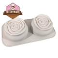 Freshyware silicone mold twin rose hole size 8.5x8.5x5cm printed candy jelly mold cake mold soap mold bread mold 3D silicone mold baking cake. 