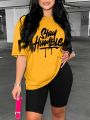 Summer Women's Letter Print Casual Neck Short Sleeved Female T-shirt Tops Tees Men Women 90s Black T-shirts Tops. 