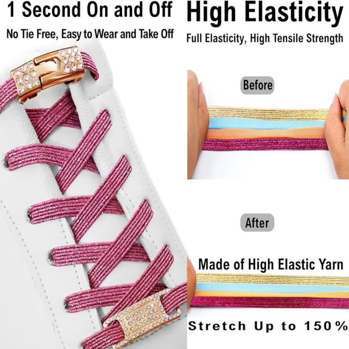 Elastic%20No%20Tie%20Shoe%20Laces%20Bling%20Diamond%20Cross%20Locks%20Shoelace%20Charms%20for%20Women%20Sneakers%20Luxury%20Smart%20Buckle%20AF1%20Metal%20Shoelaces%20-%20Image%203