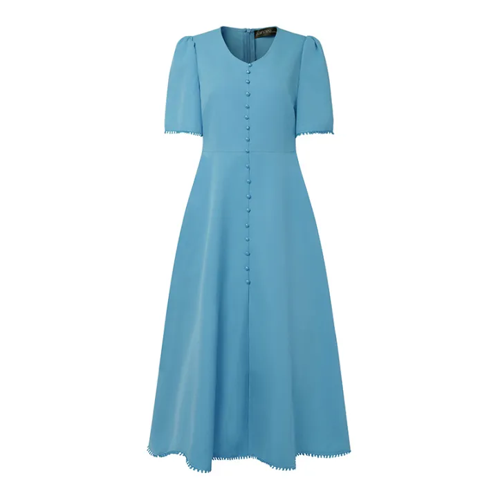 2025%20ZANZEA%20Elegant%20Women%20Midi%20Dresses%20Office%20Sundress%20Casual%20Short%20Sleeve%20Butttons%20Up%20Vestidos%20Robe%20Stylish%20A%20Line%20Party%20Dress%20-%20Image%207