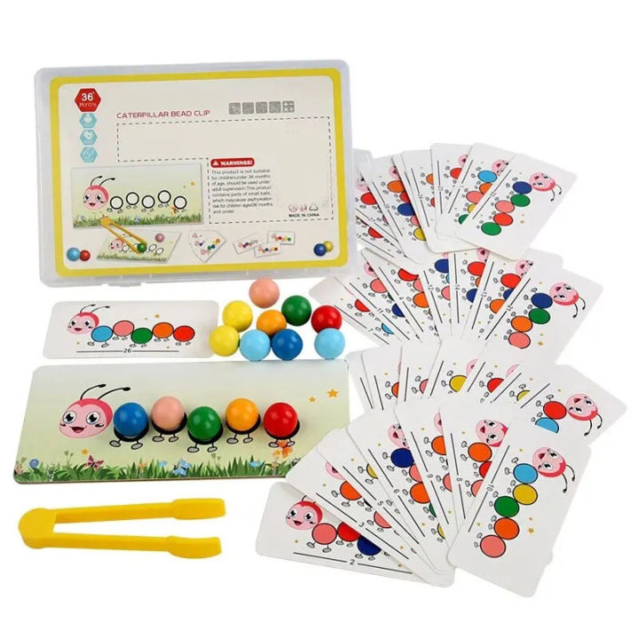 Clip Beads Sorting Toy - Montessori Color Activity, Fine Motor Skill ...