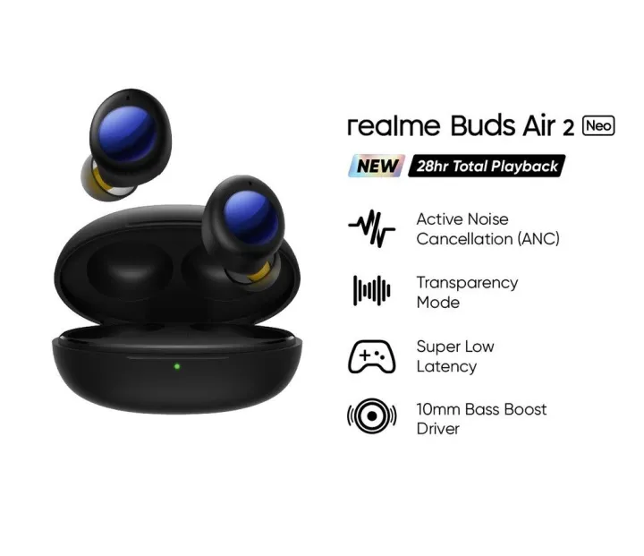 Realme%20Buds%20Air%202%20Neo%20100%25%20Original%20New%20Box%20Packed%20Black/Grey%20-%20Image%202