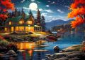 Moonlight Cabin Wooden Paper 300/500/1000pcs Jigsaw Puzzle Landscape Art for Adults Kids Family Fun Home Decor Educational Toys. 
