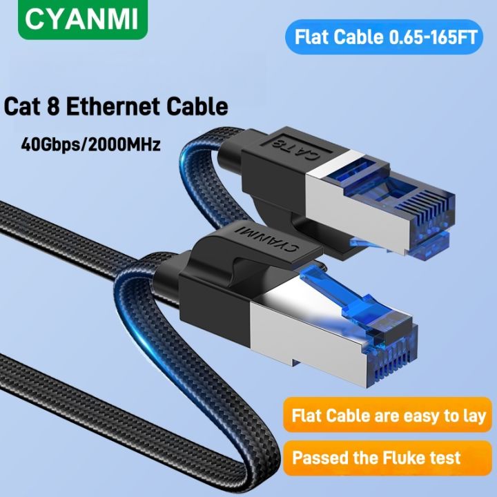 CYANMI Cat 8 Ethernet Cable,Flat High Speed RJ45 LAN Cable for cat6 ...