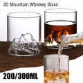 200/300/350ML 3D Mountain Whiskey Glass,Transparent Multipurpose Beer Tea Coffee Cup for Home,3D Landscape Cup for Bar Party.