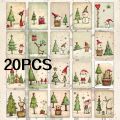 20 Pieces of Vintage Cute Animal Christmas Tree Star Cards, Vintage Journal Paper, Gift Cards. 