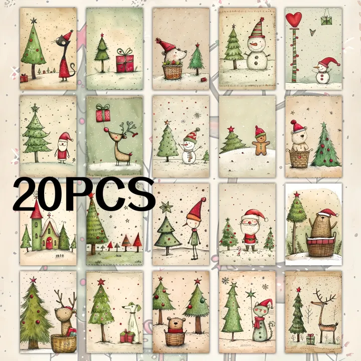20%20Pieces%20of%20Vintage%20Cute%20Animal%20Christmas%20Tree%20Star%20Cards,%20Vintage%20Journal%20Paper,%20Gift%20Cards%20-%20Image%206