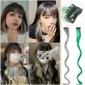 22 Inch Colored Highlight Synthetic Hair Extensions Rainbow Long Straight Hairpieces for Women Kids Girls Purple Pink Blue. 