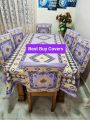 Block Print 6 Seater Dining Table Cloth and Chair Cover. 