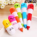 STONEGO Cute Smiling Face Pill Ball Point Pen Pencils Telescopic Capsule Ballpen. 