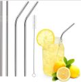 5Pcs Straws Stainless Steel Metal Reusable Drinking Straws with Cleaner Brush For Kids. 