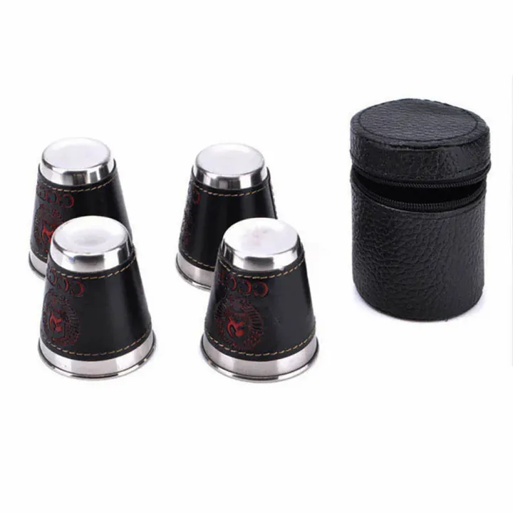 4pcs%20Outdoor%20Travel%20Cups%20Set%20Camping%20Tableware%20Stainless%20Steel%20Cup%20with%20PU%20Leather%20Portable%20Coffee%20Wine%20Beer%20Whisky%20Cup%20-%20Image%204