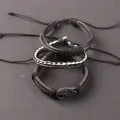 Tree of Life Alloy Accessories Four Combination Set Leather Men's Bracelet Wooden Beads Hand-woven Leather Ornament. 