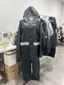 New alitech navy blue reflective stripe rain coat hooded waterproof rain suit. 