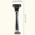 1 Handle + 4 Blades Manual Hair Shaver Razor For Men With 6 Layer 4 Pcs Blade Set With Cleaning brush.