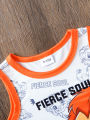 2pcs Summer Baby Boys Lion King Print Tank Top Set, Fierce Soul Graphic, Casual Daily/Outdoor Play, 9-12M, Contrast Trim Vest. 