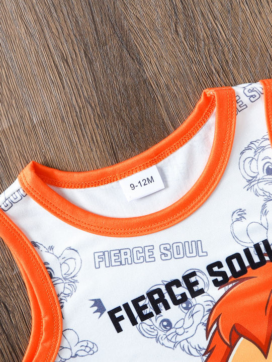 2pcs%20Summer%20Baby%20Boys%20Lion%20King%20Print%20Tank%20Top%20Set,%20Fierce%20Soul%20Graphic,%20Casual%20Daily/Outdoor%20Play,%209-12M,%20Contrast%20Trim%20Vest%20-%20Image%204