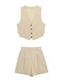 HH Women Solid Casual 2 Piece Set V Neck Single Breasted Vest Top High Waist Slim Shorts Female Casual Office Lady Daily Wear. 