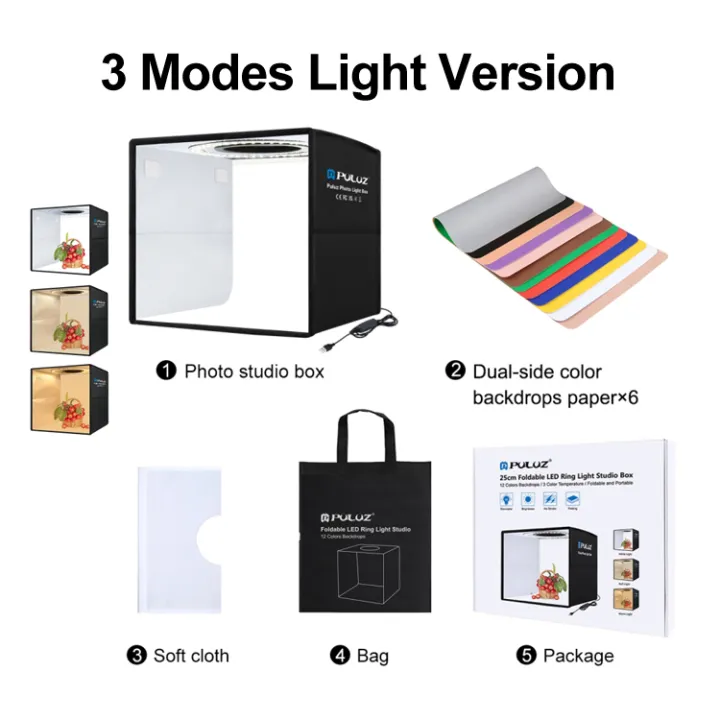 PULUZ%2025cm%20Folding%20Portable%20High%2097%20CRI%20Ring%20LED%20Light%20Photo%20Lighting%20Studio%20Shooting%20Tent%20Box%20with%2012%20Colors%20Backdrops%20-%20Image%208