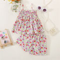 Summer Baby Girls 2 Pieces/Set Fragmented Flower Strap Top+Chiffon Shorts Cool Beach Daily Home Wear. 