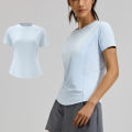 2026 Summer Hot New Women's Sports T-Shirt Outdoor Running Short Sleeve Blue Crewneck Back Mesh Breathable Quick-drying Base Top. 