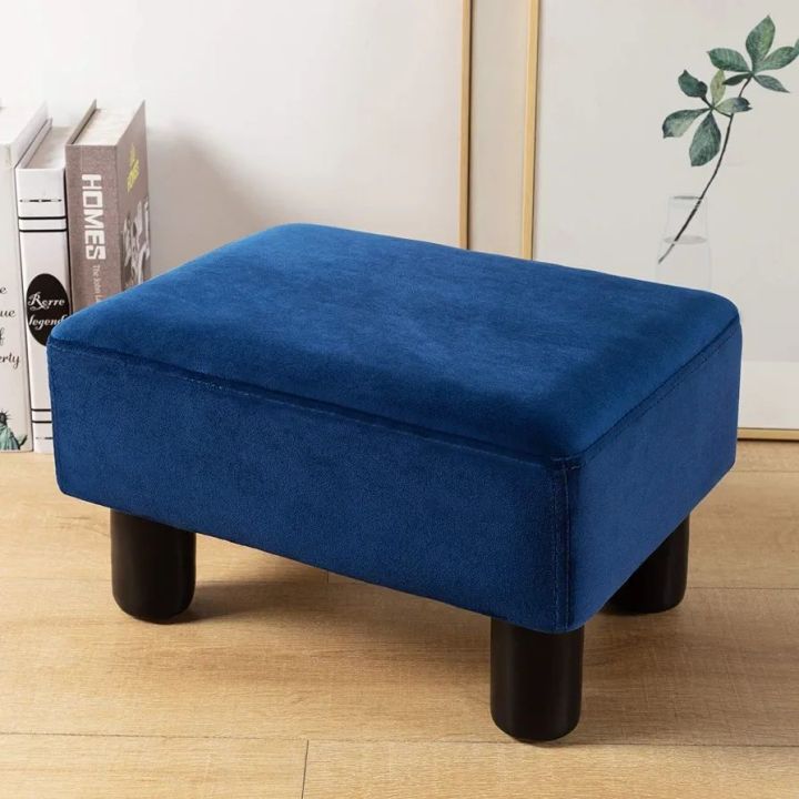 Small Rectangle Foot Stool, Velvet Fabric Footrest Ottoman Stool