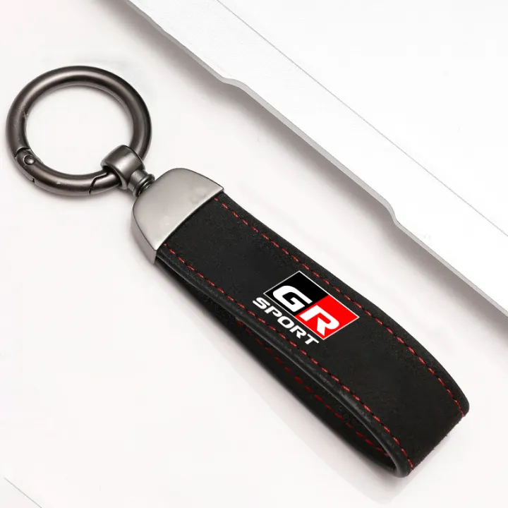 High-Grade Car Metal Suede Leather Keychain Metal 3D relief Logo For ...